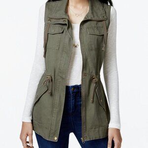 American Rag Cie Womens olive green Utility boho Cargo Vest size M (2008)